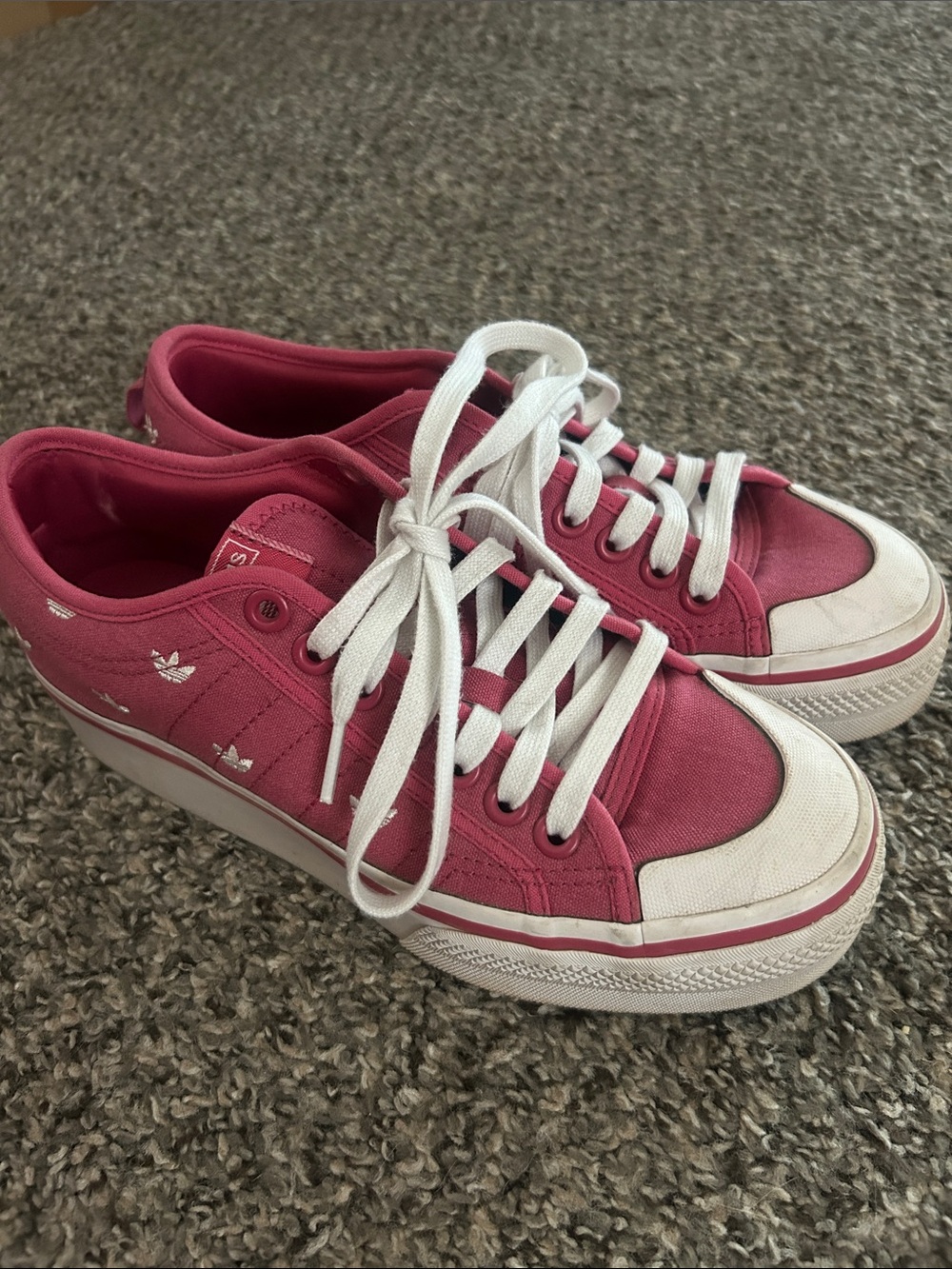 adidas Nizza Pink Low-Top Platform Canvas Sneakers